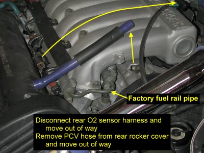 O2 wire and PCV hose out of way