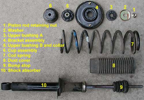 Disassembled rear shock